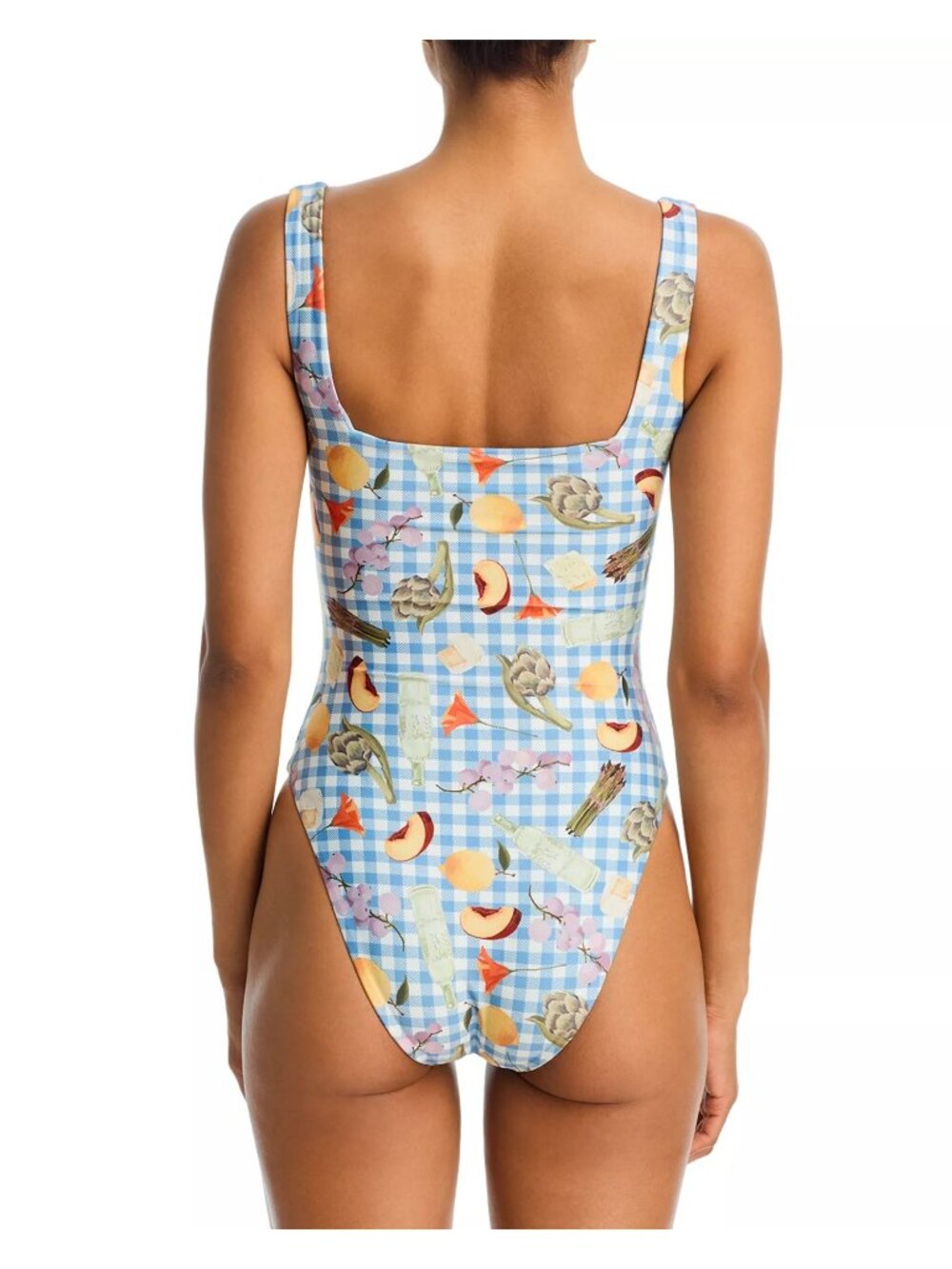 NWT AQUA x Lisa Says Gah Printed One Piece Swimsuit Blue/White Size Medium - Picture 4 of 11